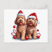 Kerst Goldendoodle Honden Briefkaart (Voorkant)