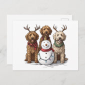 Kerst Goldendoodle Honden Briefkaart (Voorkant / Achterkant)