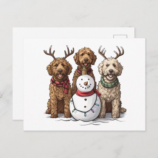 Kerst Goldendoodle Honden Briefkaart (Voorkant / Achterkant)