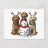 Kerst Goldendoodle Honden Briefkaart (Voorkant)