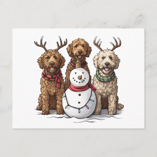 Kerst Goldendoodle Honden Briefkaart (Voorkant)
