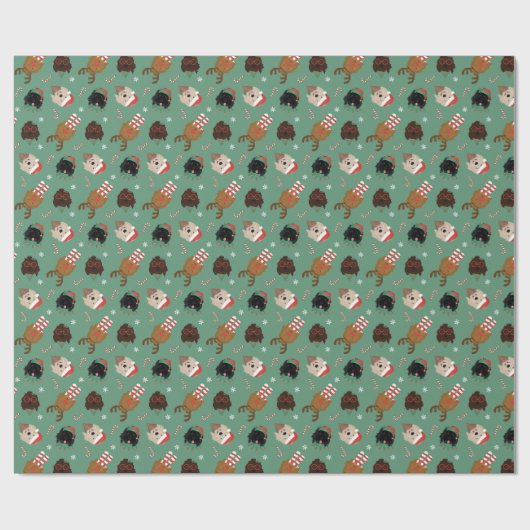 Kerst Goldendoodle Honden Cadeaupapier (Vlak)