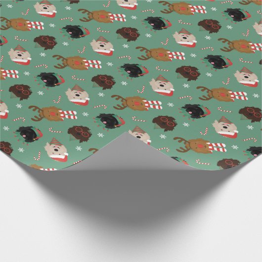 Kerst Goldendoodle Honden Cadeaupapier (Hoek)