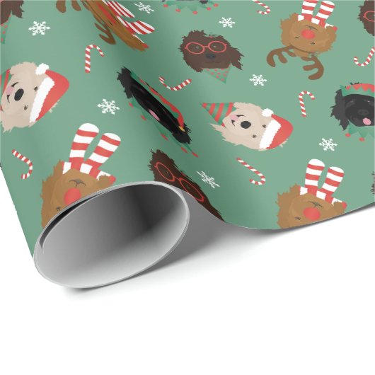 Kerst Goldendoodle Honden Cadeaupapier (Rol Hoek)