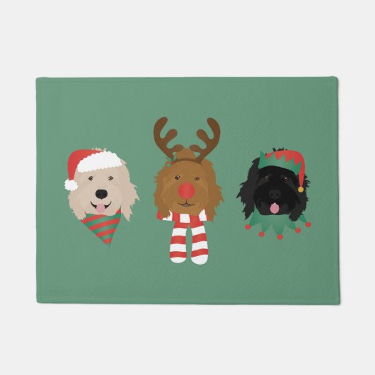 Kerst Goldendoodle Honden Deurmat (Voorkant)