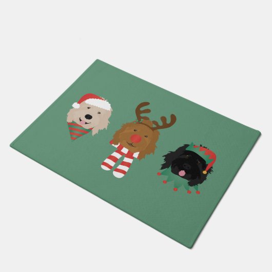 Kerst Goldendoodle Honden Deurmat (Schuin)