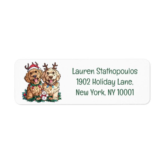 Kerst Goldendoodle Honden Etiket (Voorkant)