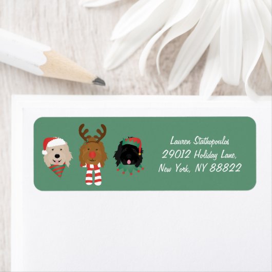 Kerst Goldendoodle Honden Etiket (Insitu)