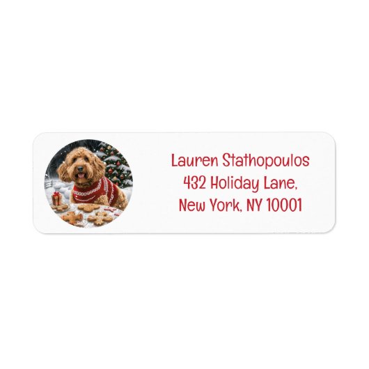 Kerst Goldendoodle Honden Etiket (Voorkant)