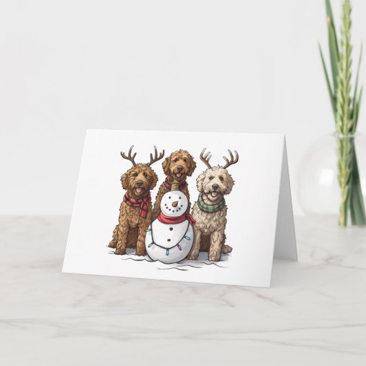 Kerst Goldendoodle Honden Feestdagen Kaart (Voorkant)
