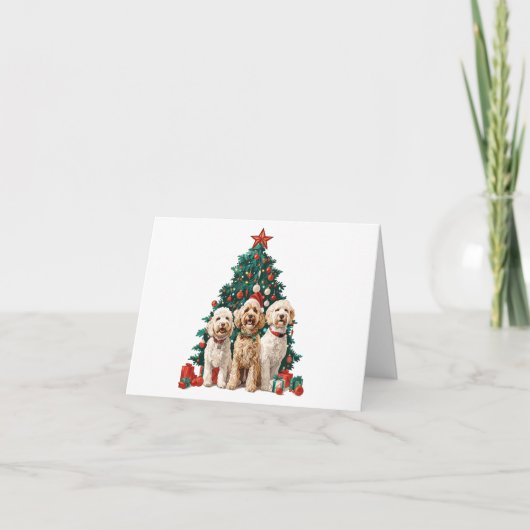 Kerst Goldendoodle Honden Feestdagen Kaart (Voorkant)