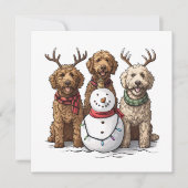Kerst Goldendoodle Honden Feestdagenkaart (Voorkant)