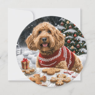 Kerst Goldendoodle Honden Feestdagenkaart