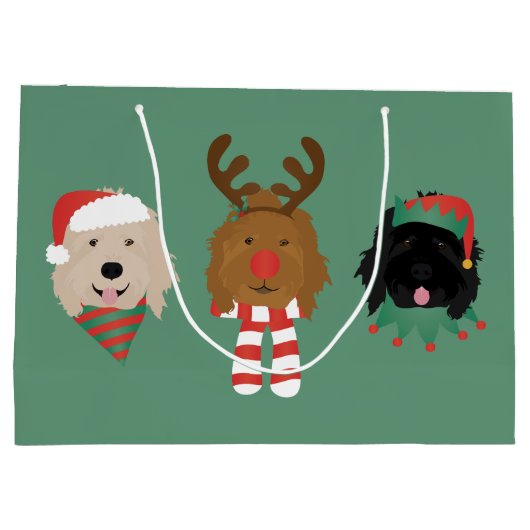 Kerst Goldendoodle Honden Groot Cadeauzakje (Achterkant)