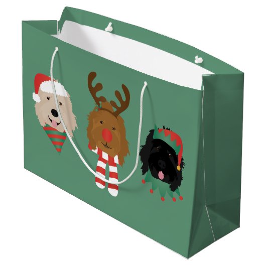 Kerst Goldendoodle Honden Groot Cadeauzakje (Achterkant Gekanteld)