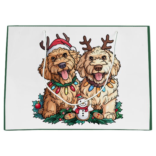 Kerst Goldendoodle Honden Groot Cadeauzakje (Voorkant)
