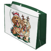 Kerst Goldendoodle Honden Groot Cadeauzakje (Achterkant Gekanteld)