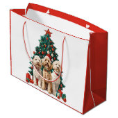 Kerst Goldendoodle Honden Groot Cadeauzakje (Achterkant Gekanteld)