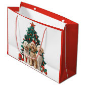 Kerst Goldendoodle Honden Groot Cadeauzakje (Voorkant Gekanteld)