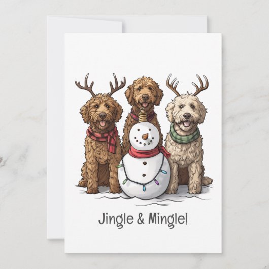 Kerst Goldendoodle Honden Kaart (Voorkant)