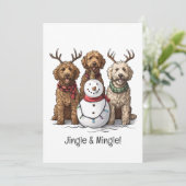 Kerst Goldendoodle Honden Kaart (Staand voorkant)