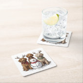 Kerst Goldendoodle Honden Kartonnen Onderzetters (Insitu)