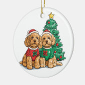Kerst Goldendoodle Honden Keramisch Ornament (Links)