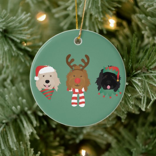 Kerst Goldendoodle Honden Keramisch Ornament (Boom)