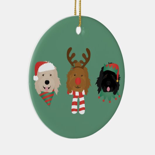 Kerst Goldendoodle Honden Keramisch Ornament (Rechts)