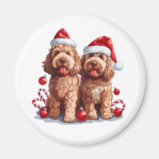 Kerst Goldendoodle Honden Magneet (Voorkant)