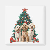 Kerst Goldendoodle Honden Magneet (Voorkant)