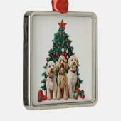 Kerst Goldendoodle Honden Metalen Ornament (Rechts)
