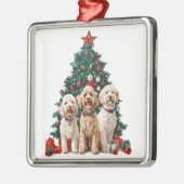 Kerst Goldendoodle Honden Metalen Ornament (Links)