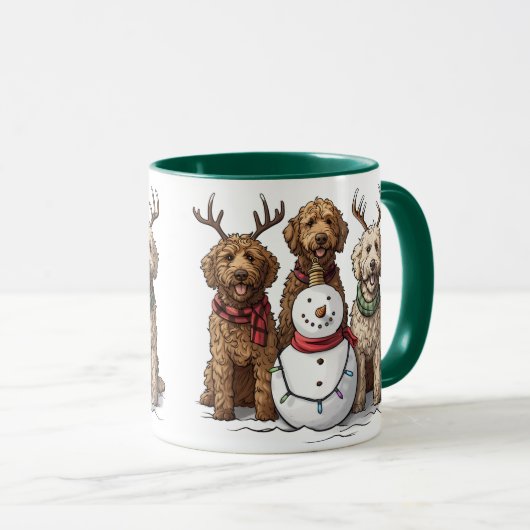 Kerst Goldendoodle Honden Mok (Voorkant rechts)