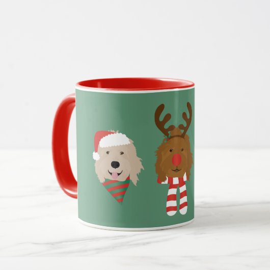 Kerst Goldendoodle Honden Mok (Voorkant links)