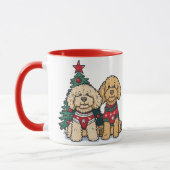 Kerst Goldendoodle Honden Mok (Links)