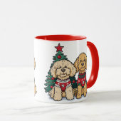 Kerst Goldendoodle Honden Mok (Voorkant rechts)