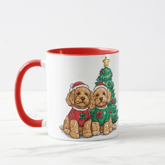 Kerst Goldendoodle Honden Mok (Links)