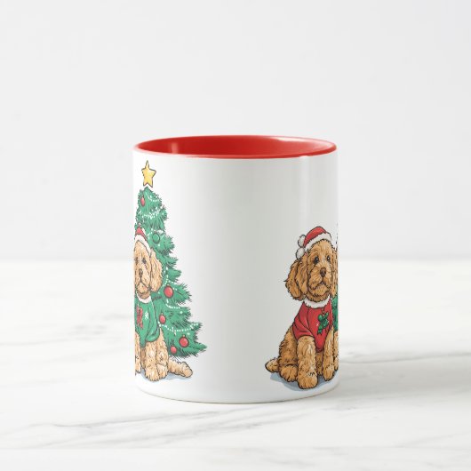 Kerst Goldendoodle Honden Mok (Midden)
