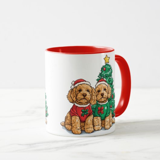 Kerst Goldendoodle Honden Mok (Voorkant rechts)