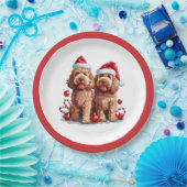 Kerst Goldendoodle Honden Papieren Bordje (Feest)