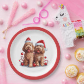 Kerst Goldendoodle Honden Papieren Bordje (Feest)