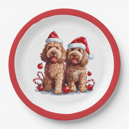 Kerst Goldendoodle Honden Papieren Bordje (Voorkant)