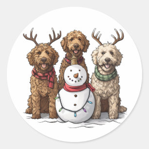 Kerst Goldendoodle Honden Ronde Sticker