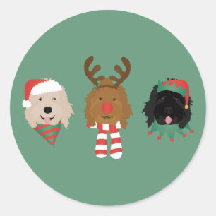 Kerst Goldendoodle Honden Ronde Sticker