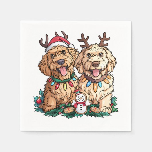 Kerst Goldendoodle Honden Servet (Voorkant)