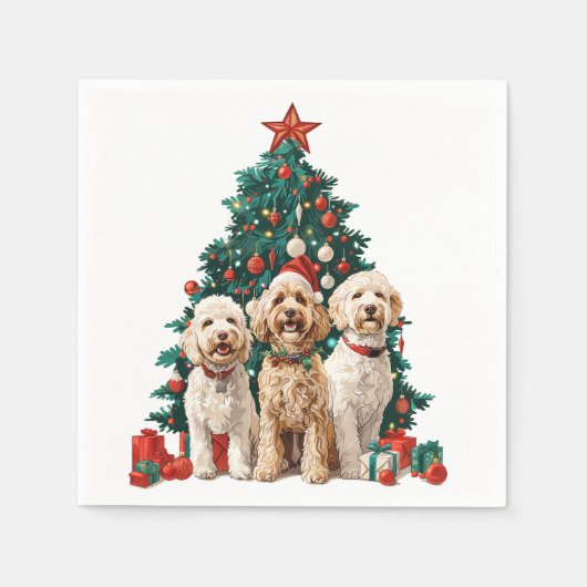 Kerst Goldendoodle Honden Servet (Voorkant)