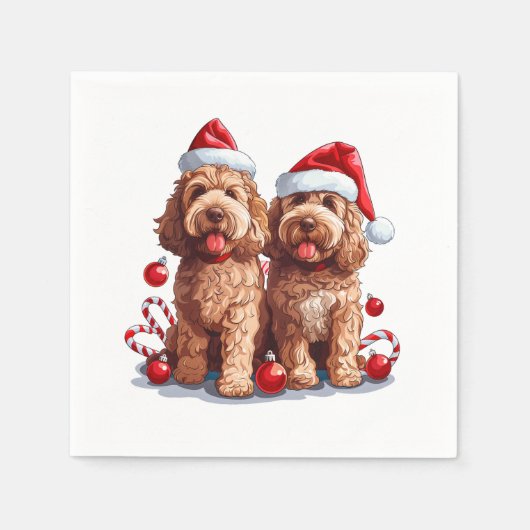 Kerst Goldendoodle Honden Servet (Voorkant)