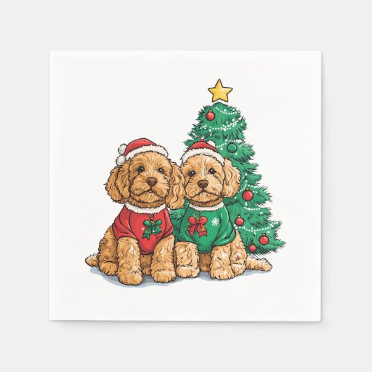 Kerst Goldendoodle Honden Servet (Voorkant)