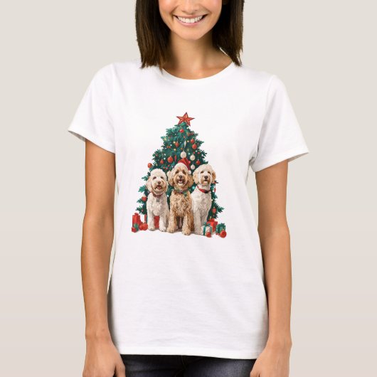 Kerst Goldendoodle Honden T-shirt (Voorkant)